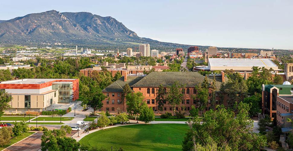 An aerial photo of the Colorado College campus.